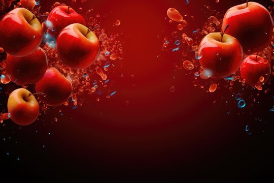 red apples with splashes on a dark background. Abstract background for Eat a Red Apple Day - Powered by Adobe