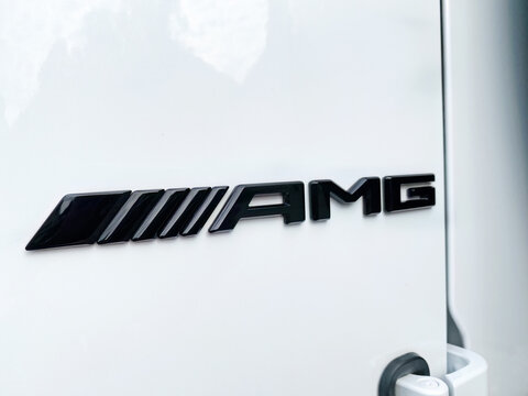 AMG Logo an einer Mercedes G-Klasse G 63 - Zwiefalten, 07.10.2023