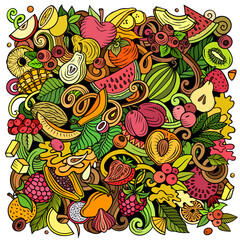 Fresh Fruits cartoon vector doodles illustration