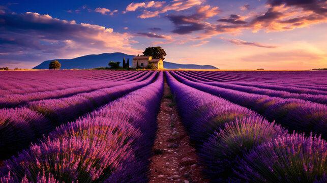 Lavender field at sunset © Daniel