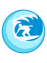 Surfer Surfboard Round Wave Blue Surf Circle Beach Surfing