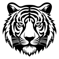 Obraz premium tiger head. Isolated predator illustration, Mascot silhouette of wild animal, tesfromale background. PNG