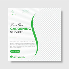 Gardening social media post and Instagram post design vector template.