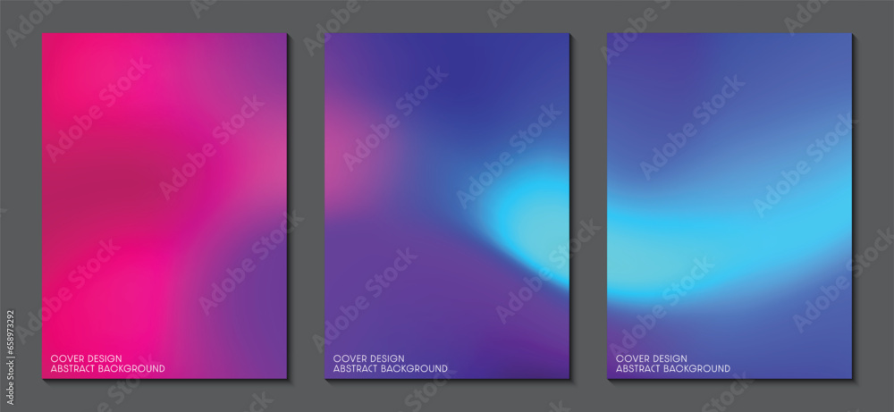 Poster posters set design with abstract blurred multicolor gradient background. graphic design and print me
