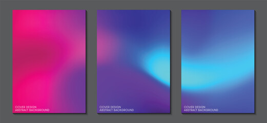 Posters set design with abstract blurred multicolor gradient background. Graphic design and print media ideas for magazine ,brochures and covers. Vector Illustrator EPS.