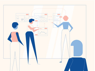 Business concept. Team metaphor. Vector illustration flat design style. Teamwork related, concept for application and website development