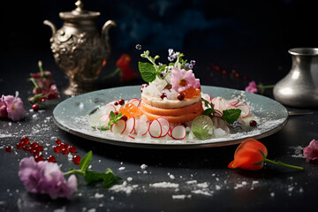 cake with strawberries and cream