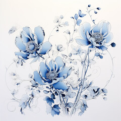 AI Jingtai Blue Gongbi Art Painting, Free Picture