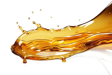 Splash of orange transparent liquid on a white background. 3d illustration, 3d rendering. on isolated PNG Background, Generative Ai.
