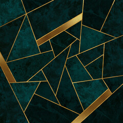 Dark Teal Stone and Gold Mosaic