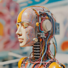 A robot with headphones on