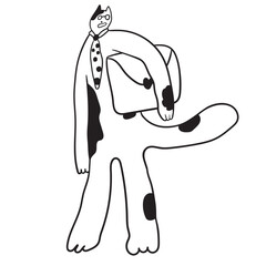 Obraz premium cat in vector.business icon in doodle style. linear illustration of man cat. Template for logo sticker poster icon app website. A series of furry cats on the topic of business and life.