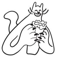 doodle, illustration, animal, vector, pet, kitten, cartoon, cat, cute, humor, icon set, meow, icon, domestic cat, design, sketch, friendship, graphic, paw, simple, sitting, collection, kitty, set, bla