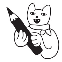 cat in vector.business icon in doodle style. linear illustration of man cat. Template for logo sticker poster icon app website. A series of furry cats on the topic of business and life.