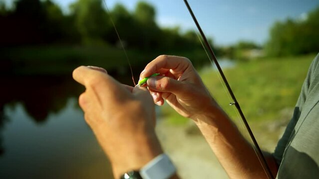 Fisher pilling perch . Angler ultralight catching pike	