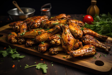 Chicken Wings on a Wooden Table
