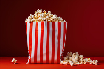 Popcorn in a red and white bag