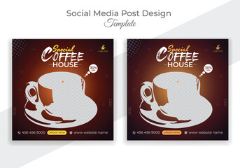 Creative premium new brand coffee menu collection social media post design