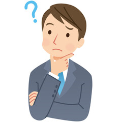 考え事をする会社員　若い男性　ビジネスマン