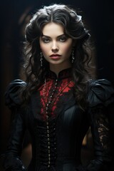 Portrait of a beautiful woman in a victorian dress. 