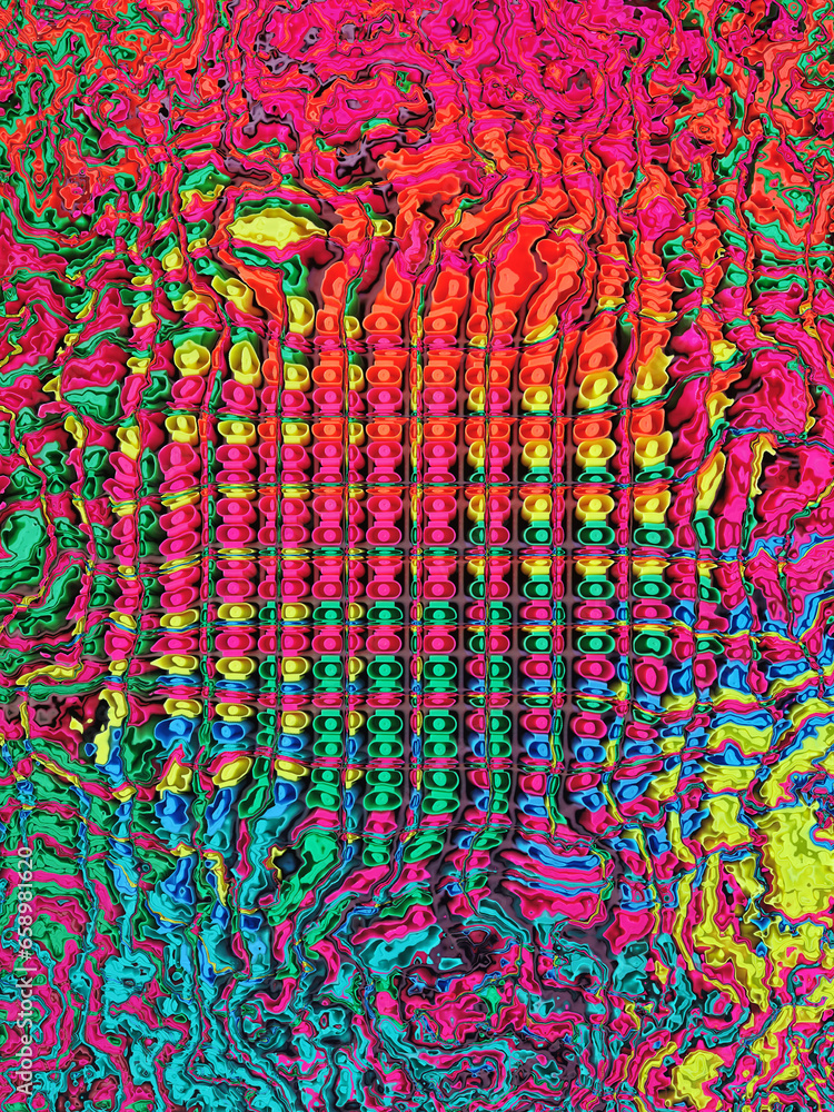 Poster bright and vivid coloured textured grid pattern