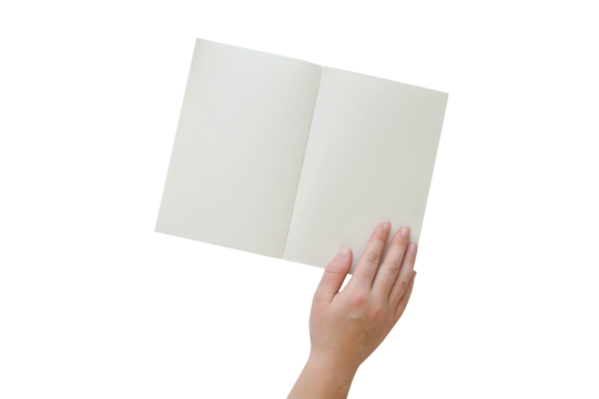 Reading a book. Hand on a book on a transparent background