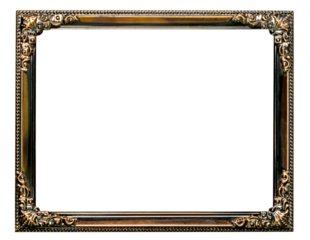 antique golden brown picture frame isolated