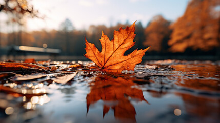 autumn leaves on the floor 