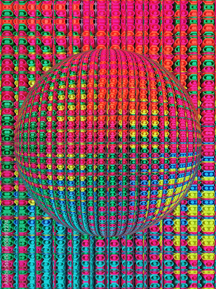 Poster bright and vivid coloured textured grid pattern