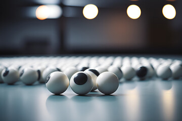 ball and pins on the table