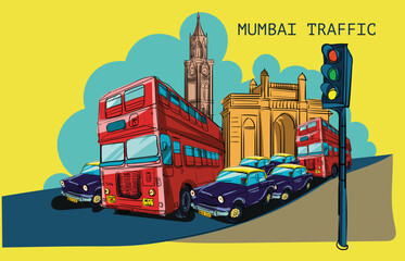 Mumbai people and culture illustration vectors - obrazy, fototapety, plakaty