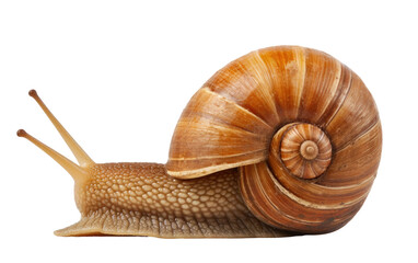 Roman snail with its thick shell on isolated background