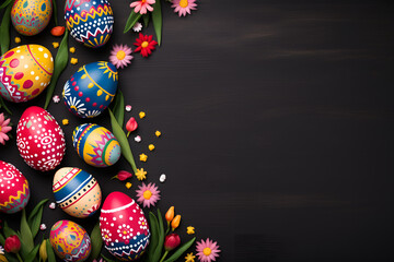 easter eggs on a dark background