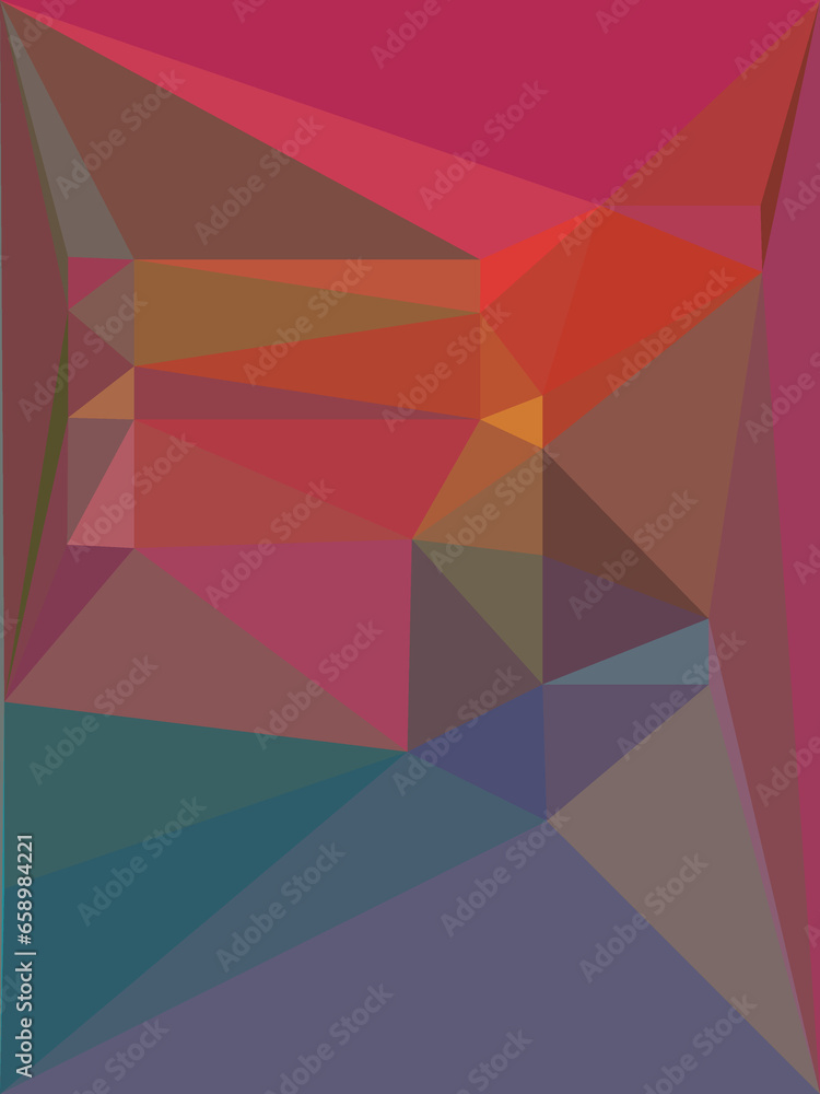 Poster cubist triangular mosaic in multi-colours