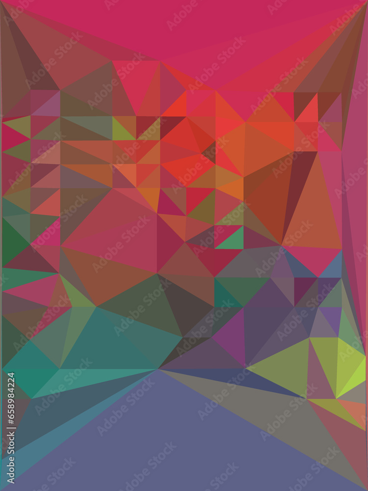 Poster cubist triangular mosaic in multi-colours