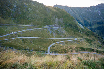 Asphalt road high in the mountains