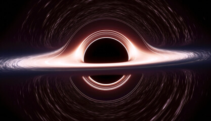 Giant Black Hole Stock Photo with Spiraling Rings of Light Warping Outer Space and Ring Rays