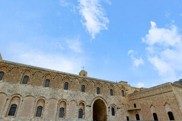 Fototapeta premium Mor Hananyo Monastery in Mardin Turkey. The famous tourist attraction is also known as Deyrulzafaran Monastery. 