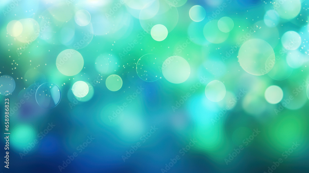 Wall mural Abstract bokeh background with green and blue hues