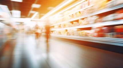 Fototapeta na wymiar Blurry background with supermarket