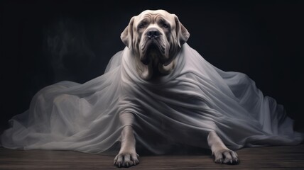 Halloween Ghost Neapolitan Mastiff Dog in Costume - obrazy, fototapety, plakaty