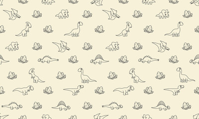 hand drawn dynosaur doodle illustration pattern