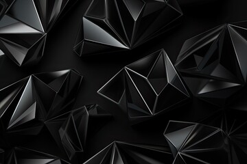 Abstract 3d rendering of chaotic low poly shape. Futuristic background design, Black gray...
