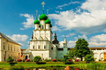 Inner lord's courtyard in the Kremlin of Rostov the Great with a view of the Church of St. John the...