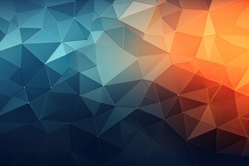 Abstract polygonal background. Triangular design for your business, Blue orange Gradient Digital Polygons: A Network Grid Fusion background wallpaper, AI Generated - obrazy, fototapety, plakaty