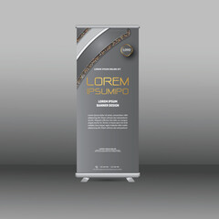 vector roll up banner with yellow ribbon detailed