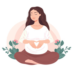 Pregnant woman in lotus position