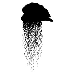 Portuguese man o' war vector black illustration isolated on white background. Silhouette of dangerous jellyfish Physalia physalis. © Mariia