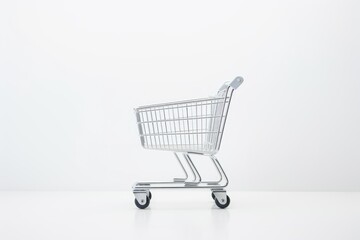 White Shopping cart on white background.