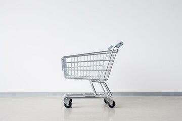 White Shopping cart on white background.
